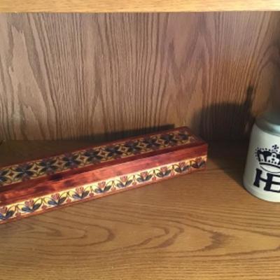 #lr17. Poland wood box, vintage Hofbrauhaus Stein from west Germany