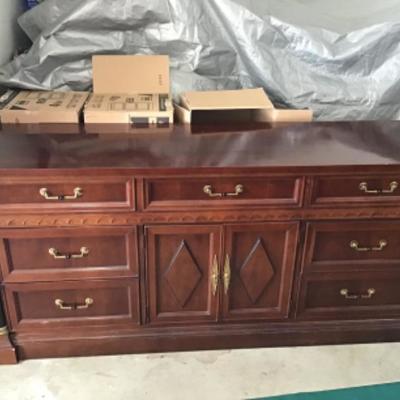 #gar5. Stanley dresser and empire queen headboard with bed frame