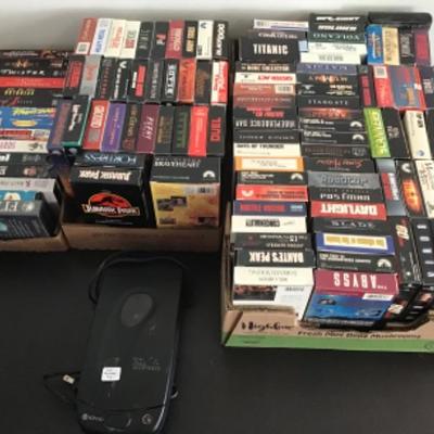 #gar16. Approximately 113 VHS movies and VHS rewinder