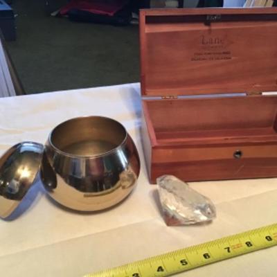 #fr5.  Mini Lane cedar chest, brass apple, diamond paperweight