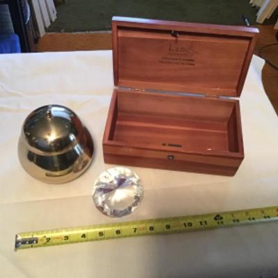 #fr5.  Mini Lane cedar chest, brass apple, diamond paperweight