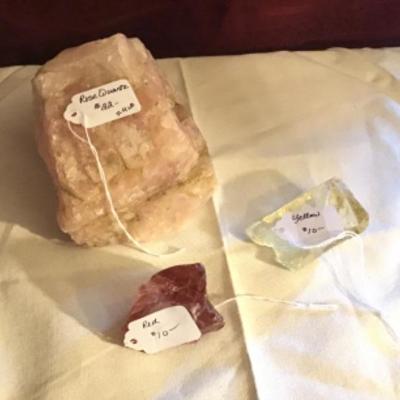#fr11.  4 pound rose quartz and yellow red stones