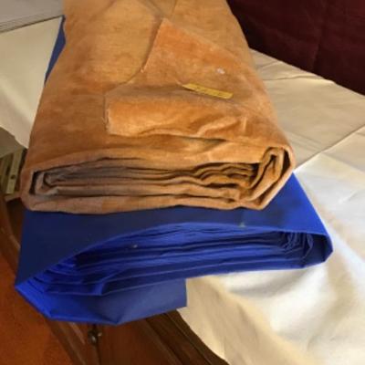 #fr15.  Blue canvas fabric and light orange â€“ rust velveteen fabric