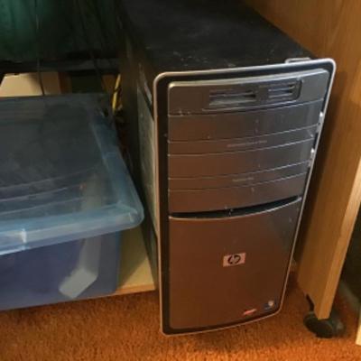 #fr28. HP computer, monitor, CPU, keyboard, mouse, printer and desk