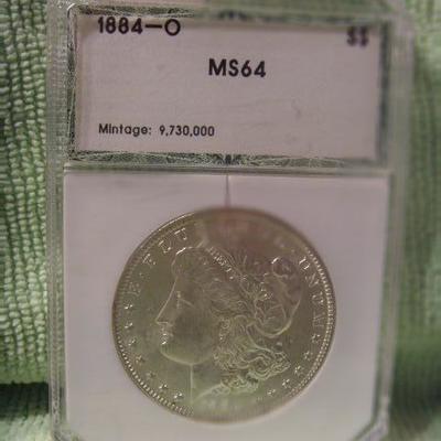1884 O Morgan Silver Dollar Graded MS 64 