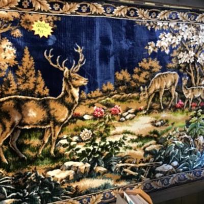 #p52.  Vintage Velvet deer tapestry