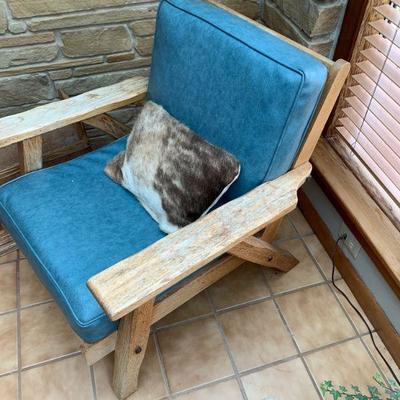 A. Brandt ranch oak chair & cowhide pillow