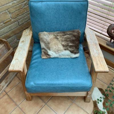 A. Brandt ranch oak chair & cowhide pillow