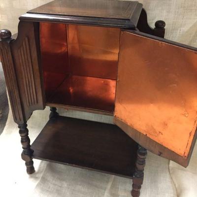 Deco Commode w/4 Side Shelves/Copper Lined Interior