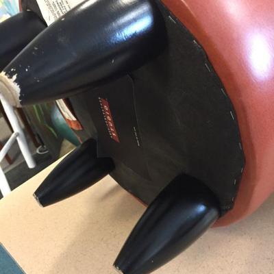 American Leather Button Footstool/Mid Century Look