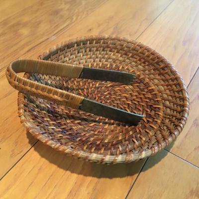 Six Native American Handwoven Basket (one with tongs)