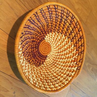 Six Native American Handwoven Basket (one with tongs)