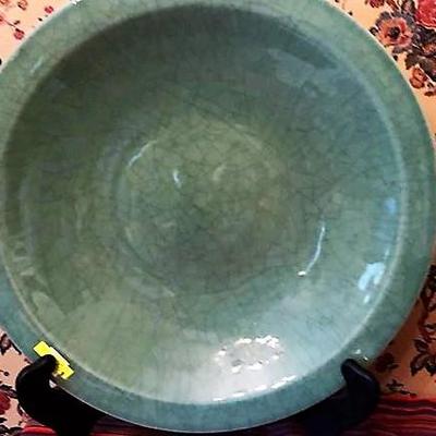 Large Pedestal Bowl Green - with Stand