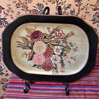 Large DECORATIVE Oval FLORAL Platter