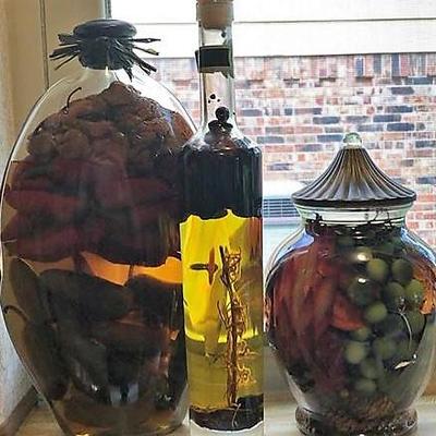 Lot of 3 Decorative Gourmet Bottled Oils Kitchen