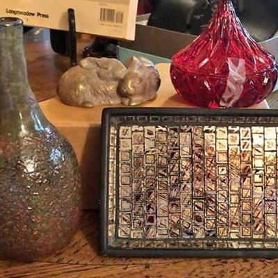 HOME DECOR LOT Tray Pitcher Candy Dish Bunny