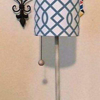 Contemporary Table LAMP Blue White Wood