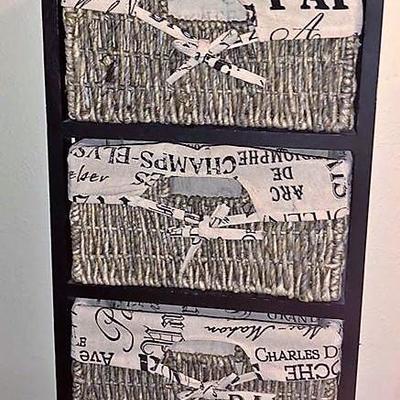 Storage Cabinet - 3 Basket Drawers Black White