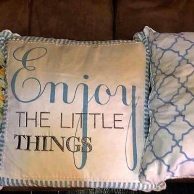 Throw Pillow Lot - Blue White