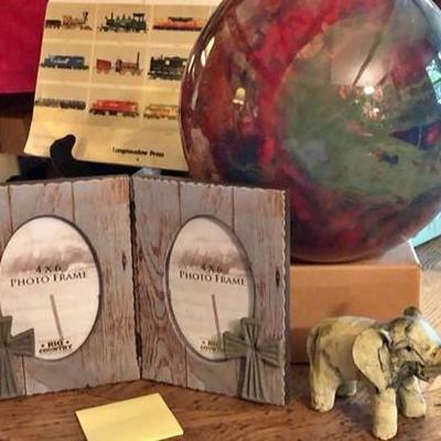 Home Decor Lot - Art Glass Vase - frame - Elephant