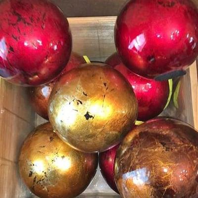 Decorative Glass Ball LOT Red and Gold