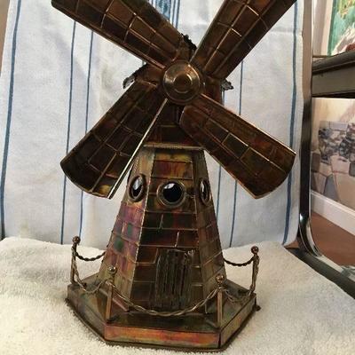 Vintage brass style windmill musical box 