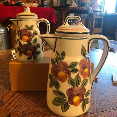 Hand painted Vintage Teapot Coffee Pot Pink Flowers