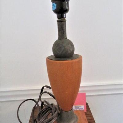 Vintage Teak Wood / Metal LAMP 14.5