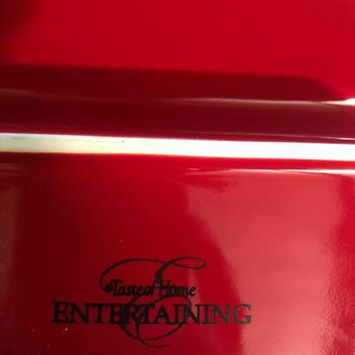 Lot of kitchen Serving Dishes Plates in shades of red