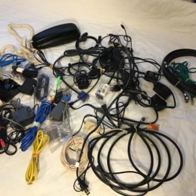 #dbr5.  Assortment of power cords, phone, computer parts