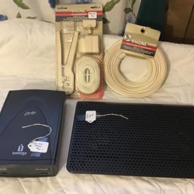 #dbr8.  Iomega CD drive, laptop fan, phone wire