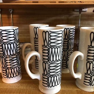 Tall black and white coffee mugs