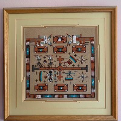 Native American sand art / framed