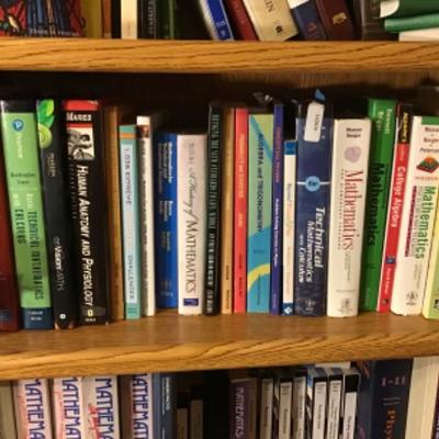 #dbr62.  Three shelves of math and miscellaneous books