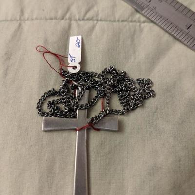 Sterling silver cross long chain