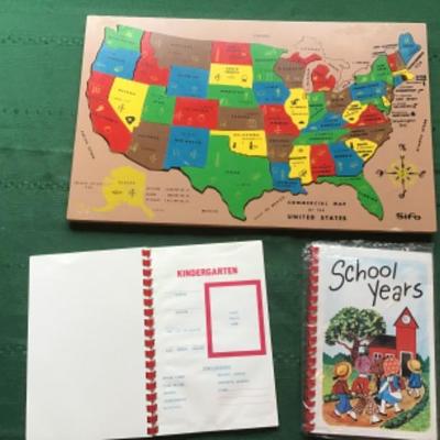 #mb47.  Vintage US puzzle and two school years books