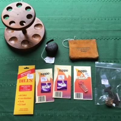 #mb53.  Pipe rack, traveling pipe, tobacco bag and miscellaneous