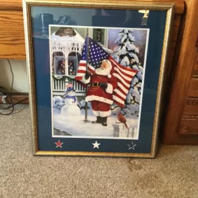 #gb60.  24 x 29 patriotic Santa picture by George Koval, number 236/2000