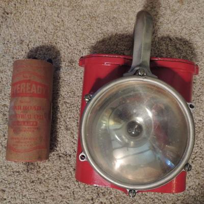 Old battery operated Train Light LANTERN and Battery