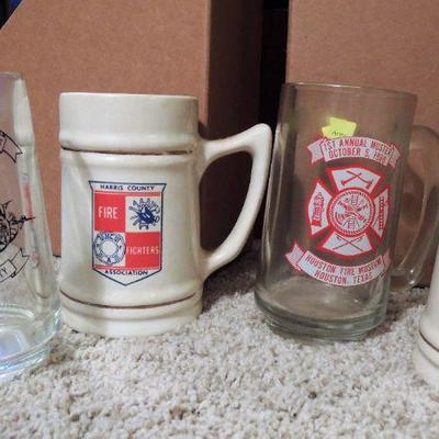 Lot of 4 BEER STEINS Fire House - Firefighters