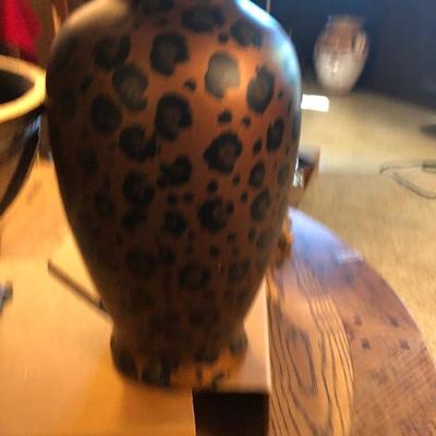 Footed bowl and leopard print vase