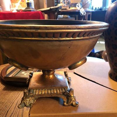 Footed bowl and leopard print vase