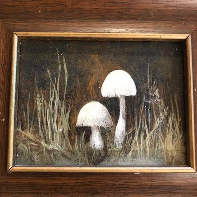 Framed ART: Mushroom and robin Bird ART 