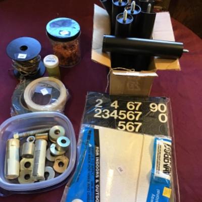 #tr52.  Furniture legs, wire, tape, letters, large pins