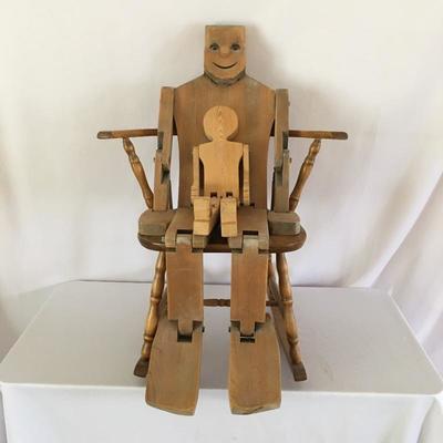 Lot 1 - Wooden Dolls & Chair