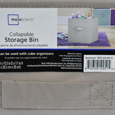 Mainstays Collapsible Storage Bins, 2 Packages of 2 each, Tan - New