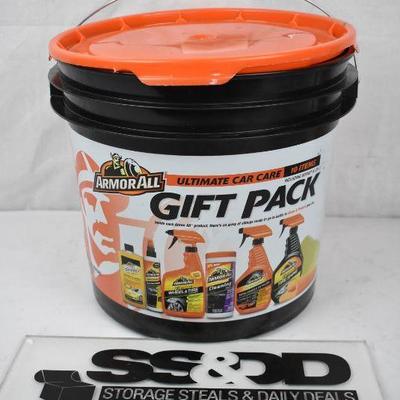 ArmorAll Car Care Gift Pack. Cleaners, Sponge, Towel, Bucket, & Lid. Open - New