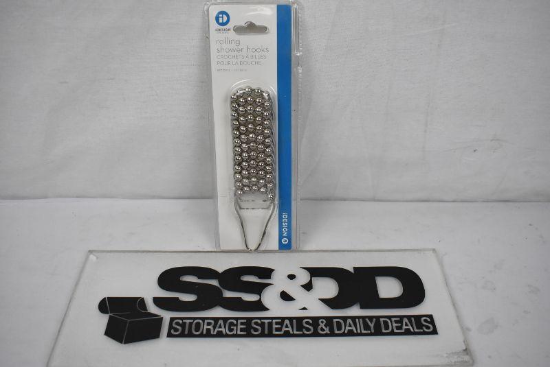 InterDesign Rolling Shower Curtain Hooks, Set of 12, Slightly Open