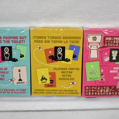 POOP Card Games in 3 Languages - New