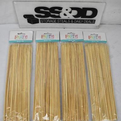 Bamboo Skewers, 4 packages of 100 each - New